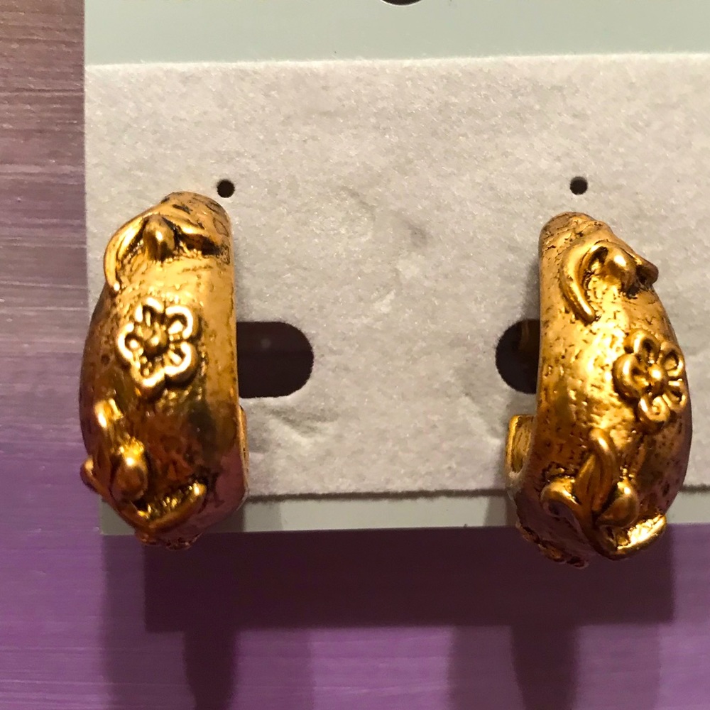 NWT Vintage Gold Drop Earrings Screw Back Clip-On - Picture 6 of 8